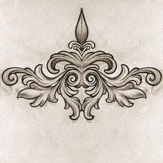 a drawing of an ornate design on paper