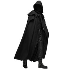 Find 2022 Hooded Solid Color Loose Men's Black Cape Coat Windbreaker on eBay in the category Clothing, Shoes & Accessories>Men>Men's Clothing>Coats, Jackets & Vests. Costume Halloween Homme, Long Cloak, Medieval Cloak, Sweat Noir, Sweat Gris, Gothic Costume, Black Cloak, Long Cape, Hooded Cape