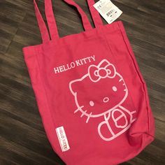 Brand New Hello Kitty Tote With Tags. Great Size Tote To Go Anywhere! *Smoke Free Home* Mahalo For Looking Casual Hello Kitty Everyday Bags, Fun Pink Cotton Bag, Casual Pink Bag With Hello Kitty Print, Sanrio Tote, Hello Kitty Tote, Sanrio Bags, Sanrio Bag, Sanrio Pink, Felt Tote