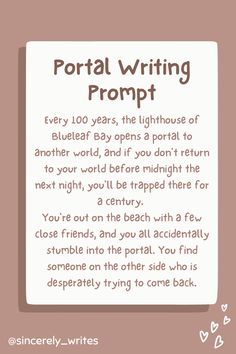 a sign that says portal writing prompt