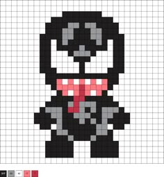 an image of a pixellated panda bear in black and white with a red bow