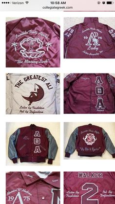 several different jackets with the names and numbers on them, all in maroon and white