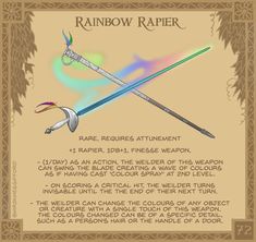 an image of a rainbow rapier with two swords and the text below it reads, rainbow rapier