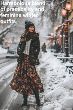 City Trip Outfit, Cheap Hairstyles, Snowglobe Tattoo, Winter Trendy Outfits, Feminine Winter Outfits, Midi Skirt Outfits, Cottagecore Autumn