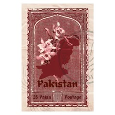 an old postage stamp with flowers on it