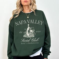 Custom Winery Bachelorette Sweatshirt Personalized Bachelorette Crewneck Wine Themes Napa Valley Crewneck Luxury Winery Bachelorette Party Merch Sweater Bridal Shower Gift Production time: 1 to 3 days Shipping time: 2 to 5 days ☀️ Product Details Unisex heavy blend Crewneck Sweatshirt There are no itchy side seams on these sweaters. 50% cotton, 50% polyester Medium-heavy fabric (8.0 oz/yd² (271.25 g/m Loose fit Runs true to size ☀️ Sizing Please see size guide in listing photos for measurements Elder Scrolls, Social Club, Napa Valley, Sew-in Labels, Girls Trip, Suits You, Bachelorette Party, Sweat Shirt, Crew Neck Sweatshirt