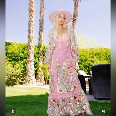 For Love And Lemons Luna Maxi Dress Nwt Xxs Seen On Paris Hilton At Coachella 2024! Feminine Dresses For Beach And Garden Party, Flirty Spring Maxi Dress For Garden Party, Flirty Maxi Dress For Spring Garden Party, Flirty Maxi Dress For Spring Brunch, Maxi Dress For Garden Party Brunch, Spring Flirty Maxi Dress For Casual Occasions, Pink Dress For Brunch And Garden Party, Coachella 2024, Lemon Dress