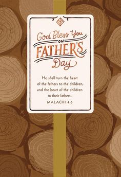 a card with the words god bleas you on father's day written in brown