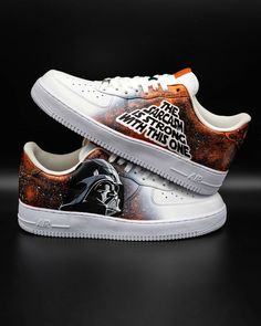 Star Wars Air Force 1 Custom Shoe Wallpapers Iphone, Dark Vader, Nike Wallpaper Iphone, Painting Shoes, Shoes Wallpaper, Nike Air Presto