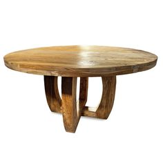 an oval wooden table with two curved legs