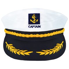 PRICES MAY VARY. High-quality construction with durable materials for long-lasting use. Classic captain hat design with traditional gold anchor emblem for a stylish touch. Adjustable strap for easy resizing and a comfortable, secure fit. Available in multiple sizes for men, Women Ideal for everyday parties, yacht parties, and any nautical-themed event. Description
 These unisex sailor captain hats are one size fits most. They are a snap-back style which makes them very easy to adjust. They featu Sailor Hat Diy, How To Make A Sailor Hat, Captains Hats, Boat Captain Hat, Pirate Captain Hat, Captain Cap, Theme Carnaval, Navy Cap, Sailor Cap