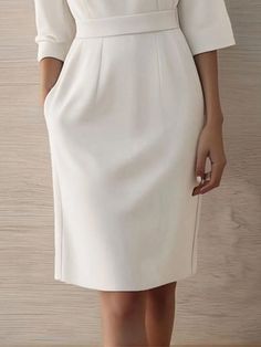 Elegant Plain Boat Neck Regular Fit Dress Daily Dresses, Loose Summer Dress, Summer Elegant, Fit Dress, Daily Dress, Clothing Styles, Mini Dresses, Boat Neck, Fitted Dress