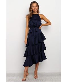 in stock Tiered Ruffle Skirt, Guest Attire, Ruffle Midi Dress, Wedding Attire Guest, Cocktail Attire, Usa Dresses, Mom Dress, Elegantes Outfit, Layer Dress