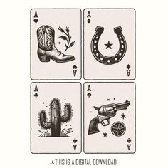 Western Playing Cards, Western Painting Canvas, Western Graphic Design, Cowboy Boots Art, Western Cards, Poker Art, Boots Art, Sublimation Templates, Cowboy Posters