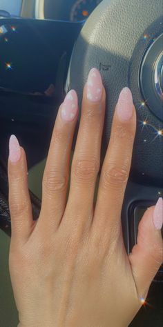 Bachelorette Nails The Bride Pink, Pink Nails White Hearts, Pink Oval Nails, Bachelorette Nails, White Short Nails, Pale Pink Nails, Pink Nail Art Designs, Pink Glitter Nails