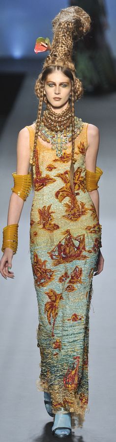 Jean Paul Gaultier | House of Beccaria~ Hairstyle Reference, Facial Art, 2010 Couture, Couture Photography, Fashion Week Backstage, Mustard Fashion, Avant Garde Dresses, Fashion Art Photography, Couture Details