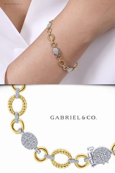 14K YellowWhite Gold Fashion Bracelet TB4230M45JJ #GabrielNY #DiamondJewelry #FineJewelry #GabrielAndCo #UniqueJewelry #FineJewelry#FashionJewelry#UniqueJewelry#GiftIdeas#UniqueGifts  #DiamondJewelry #Jewelry  #Bracelet#DiamondBracelet #FashionBracelet#GoldBracelet#GoldFashionBracelet#YellowWhiteGoldBracelet#YellowWhiteGoldFashionBracelet Snow Earrings, Fancy Diamond Ring, Hand Jewellery, Plain Silver Rings, Jewellery Photography, Diamond Bangles, Ladies Bracelet, Stackable Bangles, Wide Bracelet