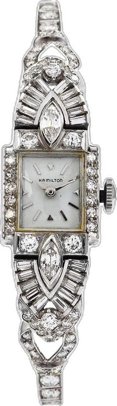 Platinum Diamond Watch With 17 Jewels For Evening, Diamond Jewelry With Rectangular Dial For Evening, Evening Diamond Jewelry With Rectangular Dial, Diamond Watches With 17 Jewels For Evening, Antique Platinum Evening Watches, Platinum Art Deco Evening Watches, Art Deco Platinum Evening Watches, Evening White Diamond Watch, Elegant Platinum Diamond Watch With 17 Jewels