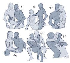 an image of some people hugging each other in different poses and positions, with the text below