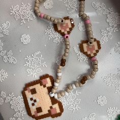 Korilakkuma Kandi Necklace - Beaded Brown and Cream necklace - Rave, Cutecore, Kawaii, Sanrio, San-X  - BRAND IS ONLY FOR INTERACTION -  TAGS:  #kandi #rave #korilakkuma #cutecore #kawaii