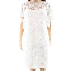 Beautiful, Elegant Floral Lace White Dress Elegant Ralph Lauren Spring Midi Dress, Elegant Ralph Lauren Spring Dress, Elegant Ralph Lauren Midi Dress For Spring, Fitted Ralph Lauren Midi Dress For Spring, Elegant White Ralph Lauren Dress, White Short Sleeve Ralph Lauren Dress, White Ralph Lauren Summer Dress, Ralph Lauren Summer Knee-length Dresses, Ralph Lauren Knee-length Summer Dresses