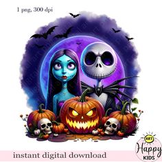 an image of halloween scene with skeletons and pumpkins