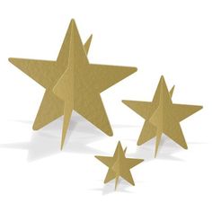 three gold stars on a white background