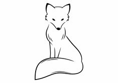 a black and white drawing of a fox sitting on top of a rock with its eyes closed