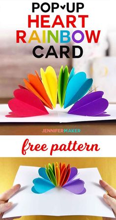 the rainbow card is made with paper, and it's folded up to look like a