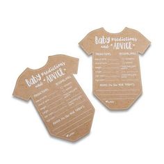 two baby onesuits are shown with the names and numbers for each child's birth