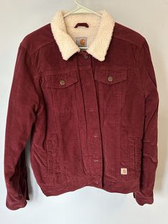 Excellent rare jacket. Gilmore girls. Womens Corduroy Jacket, Red Corduroy Jacket, Corduroy Jacket Womens, Sherpa Lined Jacket, Sherpa Coat, Carhartt Women, Canvas Jacket, Stylish Jackets, Vintage Jackets