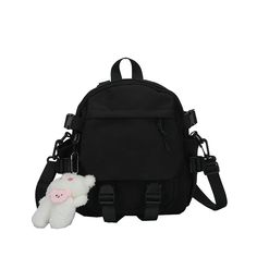 45889088585945 Black Backpack School, Women Backpack Fashion, Kawaii Backpack, Fashion Kawaii, Handbags For School, Back To School Fashion, Mini Mochila, Light Backpack, College Backpack