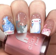 Cartoon Shark, Animal Nail Art, Cute Simple Nails, Anime Nails, Animal Nails, Cute Nail Designs