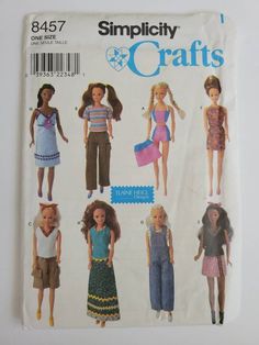 an image of dolls in different outfits on the cover of a sewing pattern for children's clothing