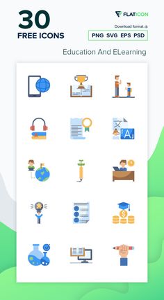 the education and elearing icon set is shown in this screenshote image