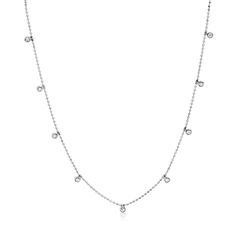 Teeny Dangling Diamond Bead Chain Necklace – STONE AND STRAND Dazzling Single Strand Necklace For Gift, Elegant Pendant Beaded Necklace With Chain, Fine Jewelry Single Strand Pendant Necklace, Fine Jewelry Pendant Necklace With Single Strand, Classic Necklaces With Round Beaded Chains, Classic Necklaces With Clavicle Chain And Round Beads, Classic Clavicle Chain Necklaces With Round Beads, Classic Clavicle Chain Necklace With Round Beads, Luxury Beaded Long Necklace