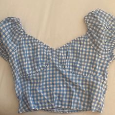 Brand New Blue Summer Top For Picnic, Blue Summer Tops For Picnic, Blue Cotton Top For Picnic, Blue Fitted Top For Picnic, White Fitted Top For Picnic, Fitted Blue Tops For Picnic, Fitted Blue Top For Picnic, Trendy Blue Top For Picnic, Trendy Blue Tops For Picnic