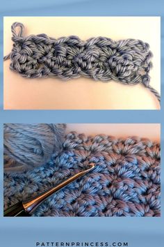 the crochet stitch is being worked on