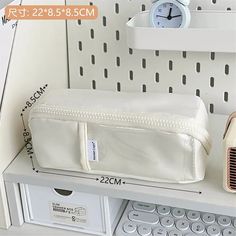 49175058743578 Trendy Portable Cosmetic Bag, White Pencil Case With Zipper Closure For Organization, Functional White Pencil Case For Daily Use, White Pencil Cosmetic Bag For Travel, Trendy Portable Pencil Case For Study, Trendy Rectangular Pencil Case For Study, White Pencil Case For Travel, White Portable Pencil Cosmetic Bag, White Zipper Pouch Stationery For Organization