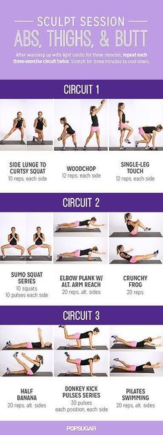 an image of a woman doing the abs - thighs and butts workout routine for beginners