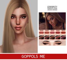 an animated image of a woman's face with different makeup colors and hair styles