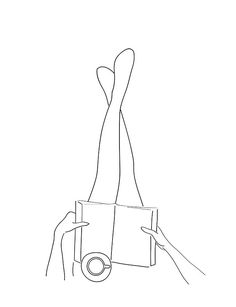 a drawing of a person holding a box