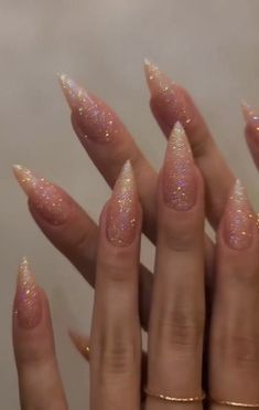 Nye Nails, New Years Eve Nails, Sparkle Nails, New Year's Nails, Long Acrylic Nails, Stiletto Nails, Cute Acrylic Nails, Acrylic Nail Designs