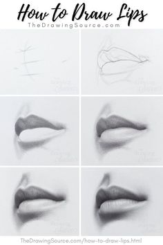 how to draw lips step by step with the words how to draw lips in black and white