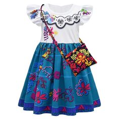 PRICES MAY VARY. Magic house Mirabel dress for girl's birthday party. Pullover style, o-neck, ruffle short sleeve Magic family Mirabel dress up. 3D printed ethnic style costume outfit, highly restore the animated characters. Very great for her to wear to watches the movie. Best gift for girls' themed birthday party, Halloween costumes, Christmas, dress up, cosplay, role play, pretend play, arnival, stage performance, photography, daily wear. This Mirabel/Isabela/Pepa/Dolores/Luisa costume is a p Mirabel Dress, Role Play Costume, Fancy Costumes, Princess Dress Up, Soft Dress, Girl Princess Dress, Childrens Dress, Play Dress, Cosplay Dress