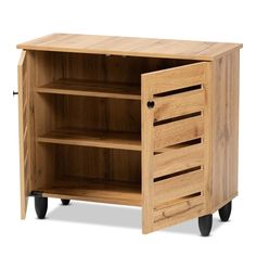 Baxton Studio Gisela Modern and Contemporary Oak Brown Finished Wood 2-Door Shoe Storage Cabinet FredCo theFredCo Kitchen Utensil Organization, Update Cabinets, Room Layouts, Wooden Sideboard, Modern Shoes, Baxton Studio, Shoe Storage Cabinet, Air Circulation, Shoe Cabinet