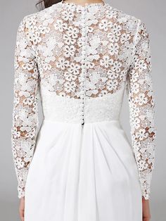 Wedding Dresses V NeckChiffon Floral Lace Long Sleeve Romantic Boho Illusion Sleeve with Lace Button Wedding Dresses Sheath, Wedding Dress Buttons, Column Wedding Dress, Boho Wedding Dresses, Boho Mode, Style Royal, Estilo Real, Bohemian Mode, Mode Boho