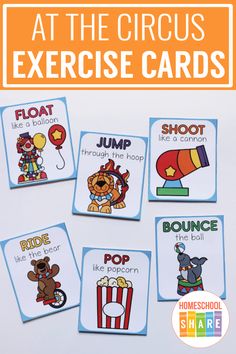 these circus exercise cards are great for kids to practice their skills and help them learn how to