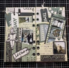 a scrapbook with pictures and words on it