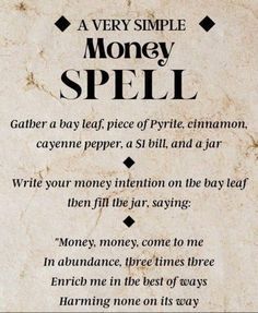 Money Spray Spell, Money Spell Incantation, Money Attraction Spell Jar, Money Bowl Spell Chant, Bring Money To Me Spell, Money Spell Herbs, Money Blockage Spell, Money Money Come To Me Spell, Money Spells That Work Fast Candle